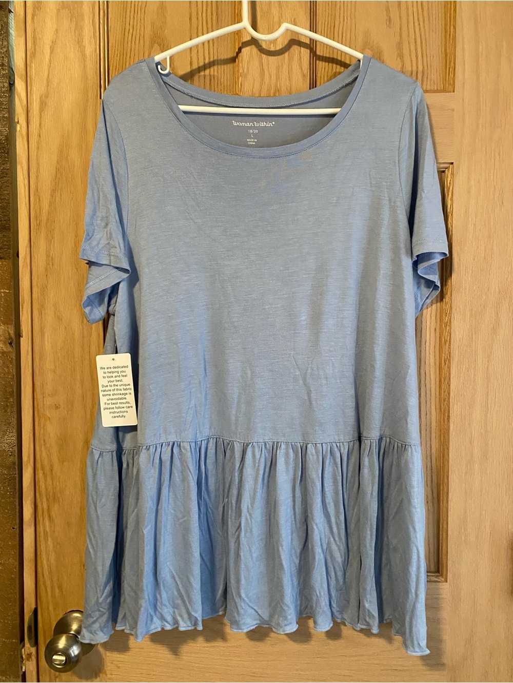 Woman Within Dusty Blue Short Sleeve Tunic